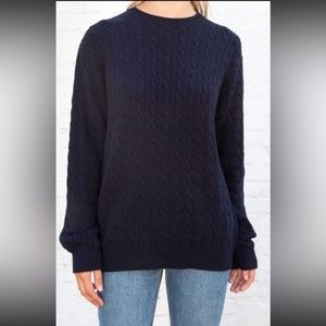 Navy Wool Cable Knit Brandy Melville Crew Neck